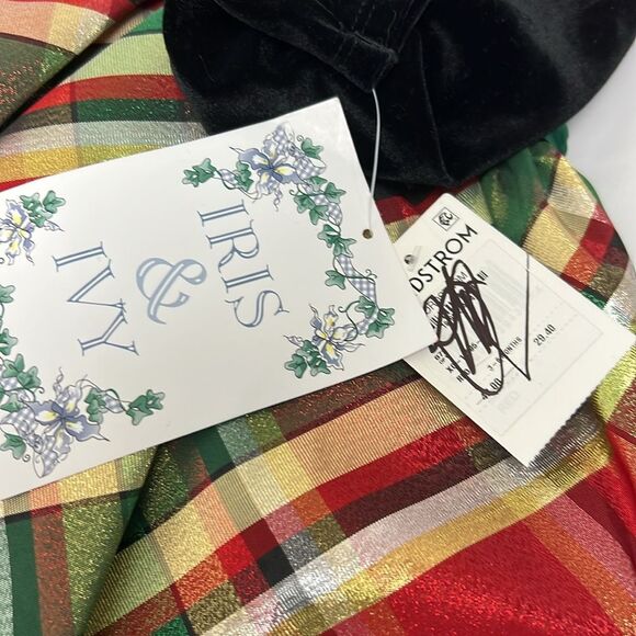 Iris and Ivy Velvet and plaid Taffeta Holiday Party Formal Dress size 3-6m  NWT - Picture 3 of 9